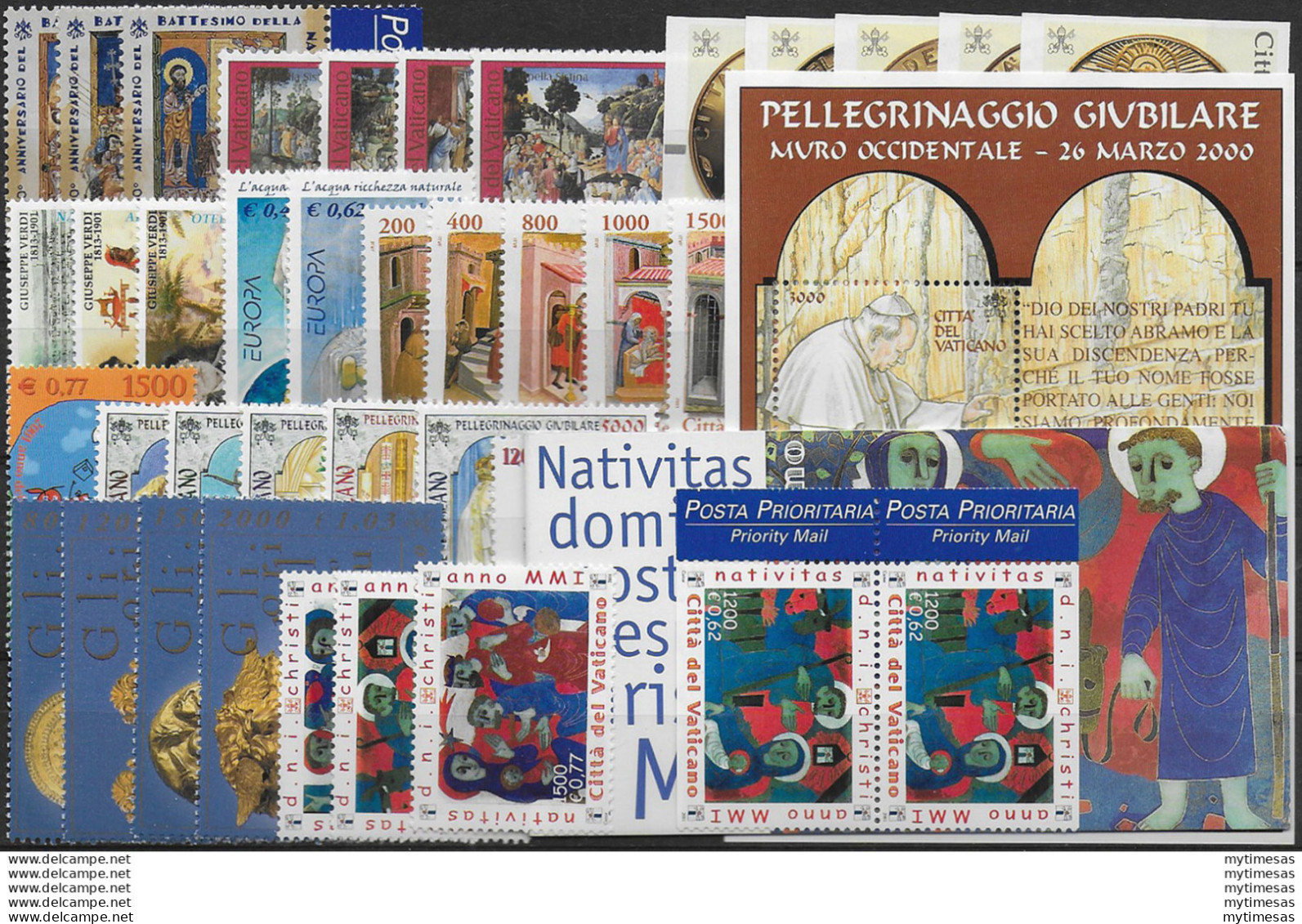 2001 Vaticano Annata Completa 38v+1MS+1 Booklet MNH - Other & Unclassified