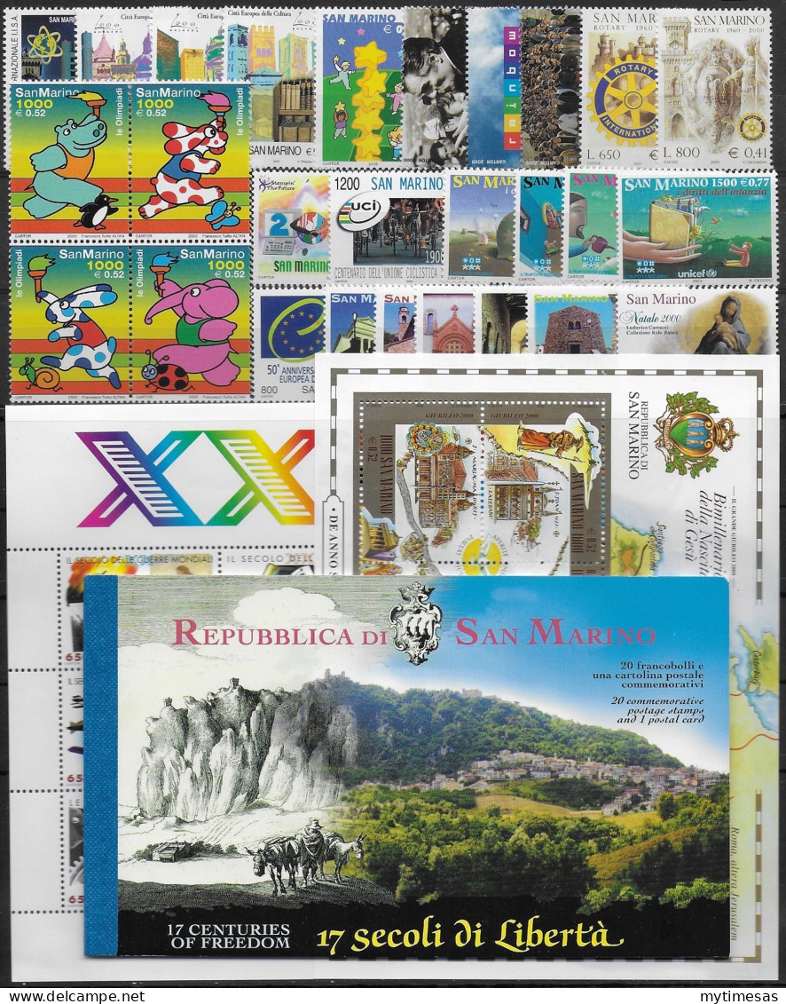 2000 San Marino Complete Year 27v+2MS+1LB MNH - Andere & Zonder Classificatie