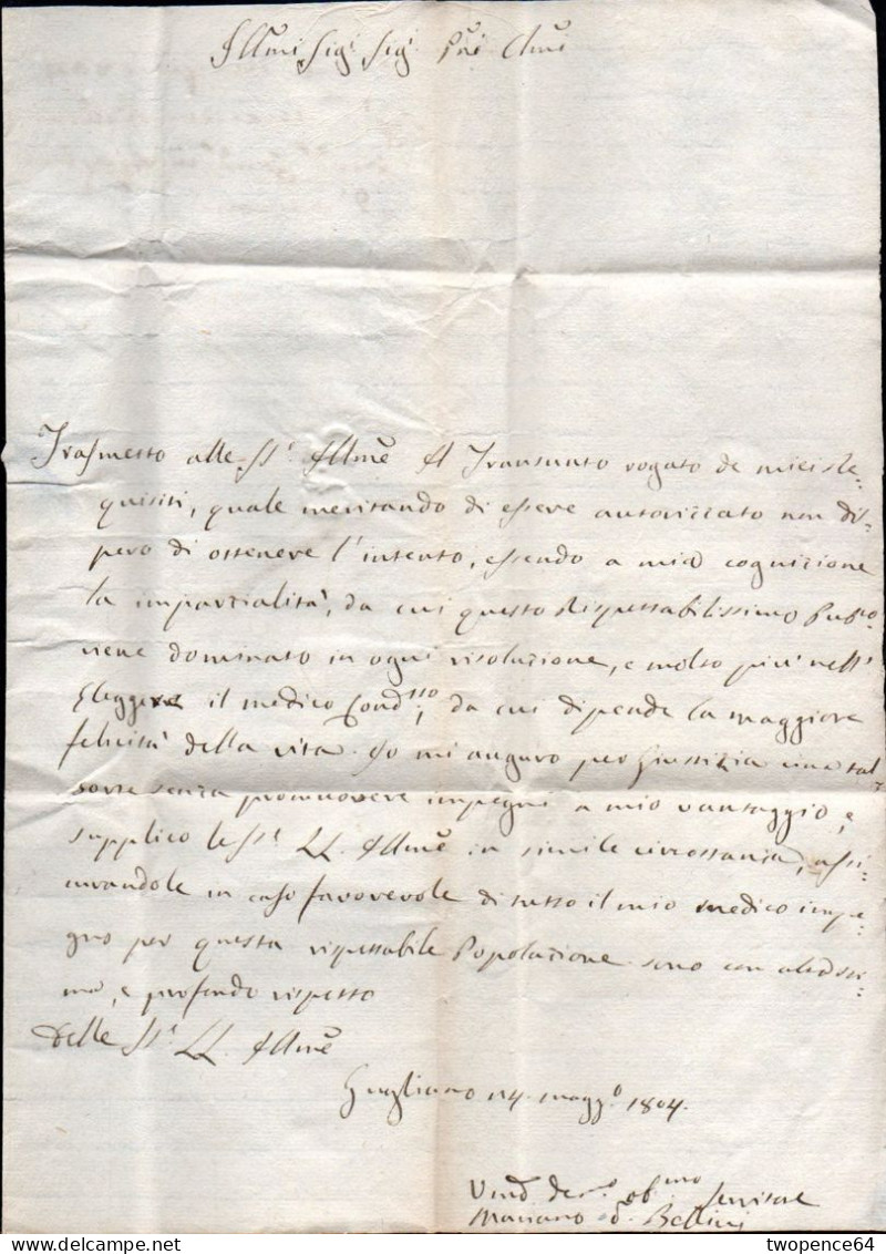 640 - LETTERA PREFILATELICA DA GIUGLIANO A VISSO 1804 - ...-1850 Voorfilatelie