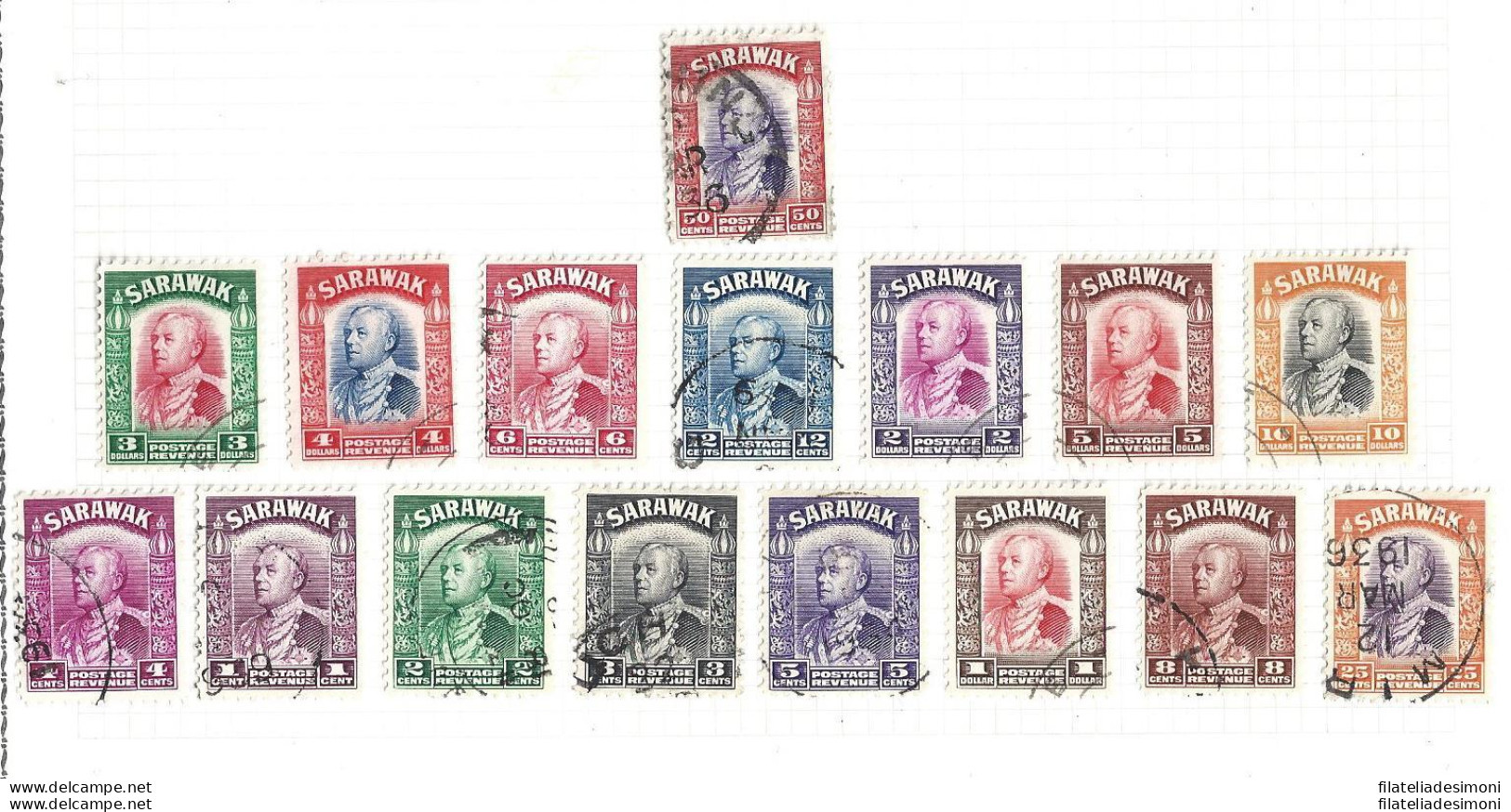 1934-41 SARAWAK - SG N° 120/125  6 Valori In Dollari  USATI - Altri & Non Classificati