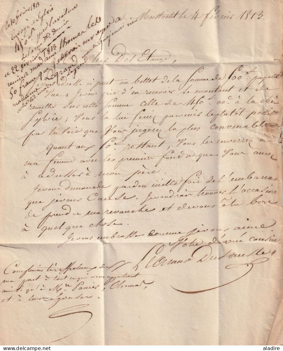 1813 - Département Conquis - Lettre Pliée Avec Correspondance De 95 MAESTRICHT En Rouge, Pays Bas Vers Paris - 1792-1815: Veroverde Departementen