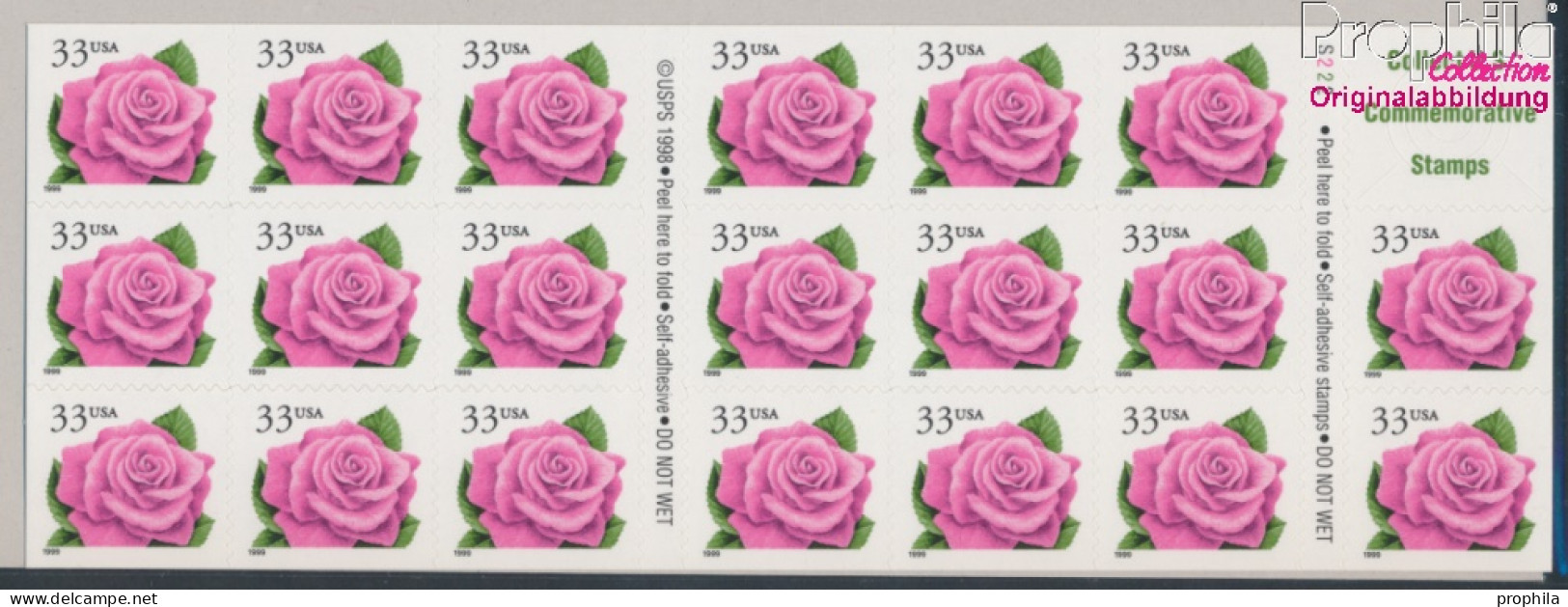 USA 3156I Fb Folienblatt59 (kompl.Ausg.) Postfrisch 1999 Blumen - Rose (10368253 - Unused Stamps