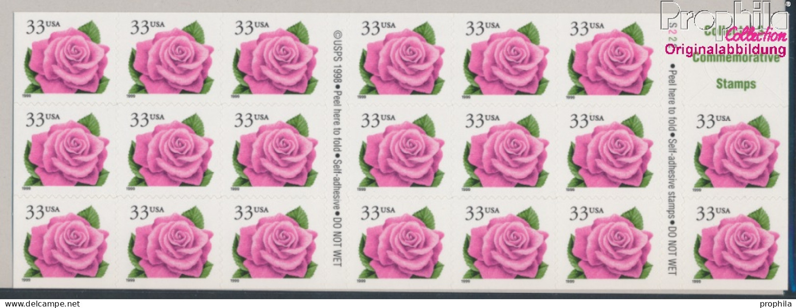 USA 3156I Fb Folienblatt59 (kompl.Ausg.) Postfrisch 1999 Blumen - Rose (10368253 - Neufs