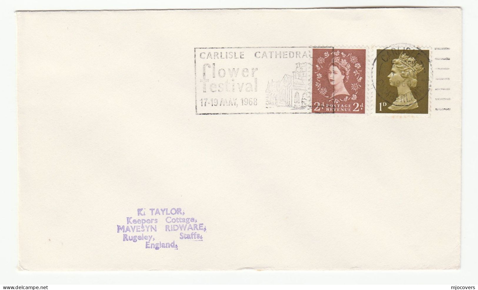 CARLISLE CATHEDRAL Flower FESTIVAL Cover 1968 Illus  SLOGAN Gb Stamps Religion Church - Covers & Documents