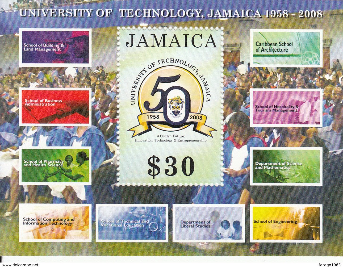 2008 Jamaica Institute Technology Education Science Health Engineering Souvenir Sheet   Complete Set Of 1  MNH - Jamaique (1962-...)
