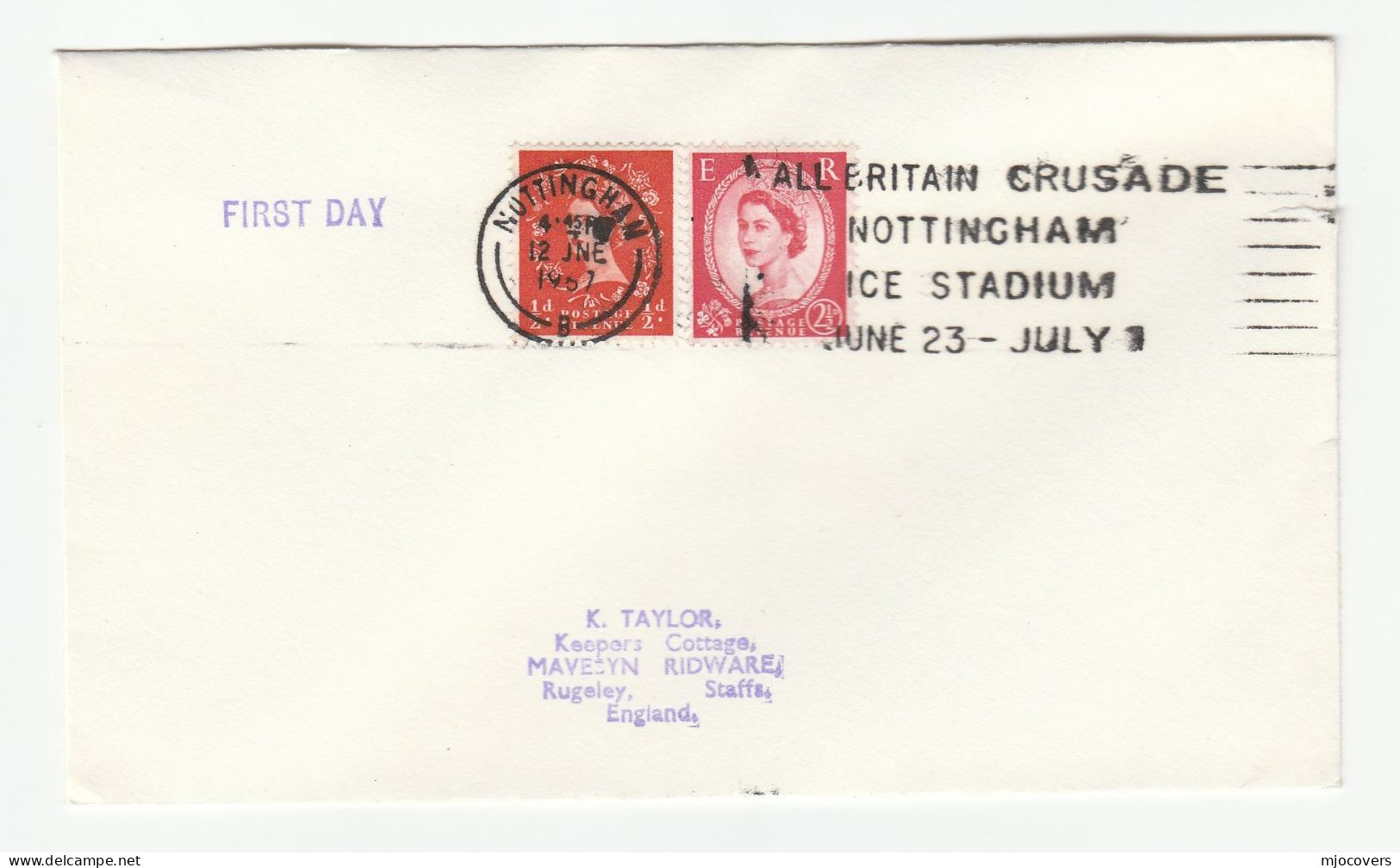 NOTTINGHAM ICE STADIUM CRUSADE  Cover 1967 Slogan Gb Stamps Religion Sport - Covers & Documents