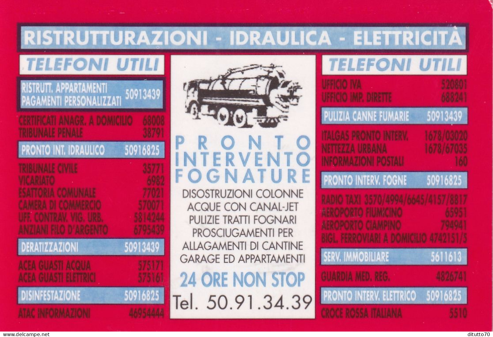 Calendarietto - Pronto Intervento Fognature - Anno 1997 - Petit Format : 1991-00