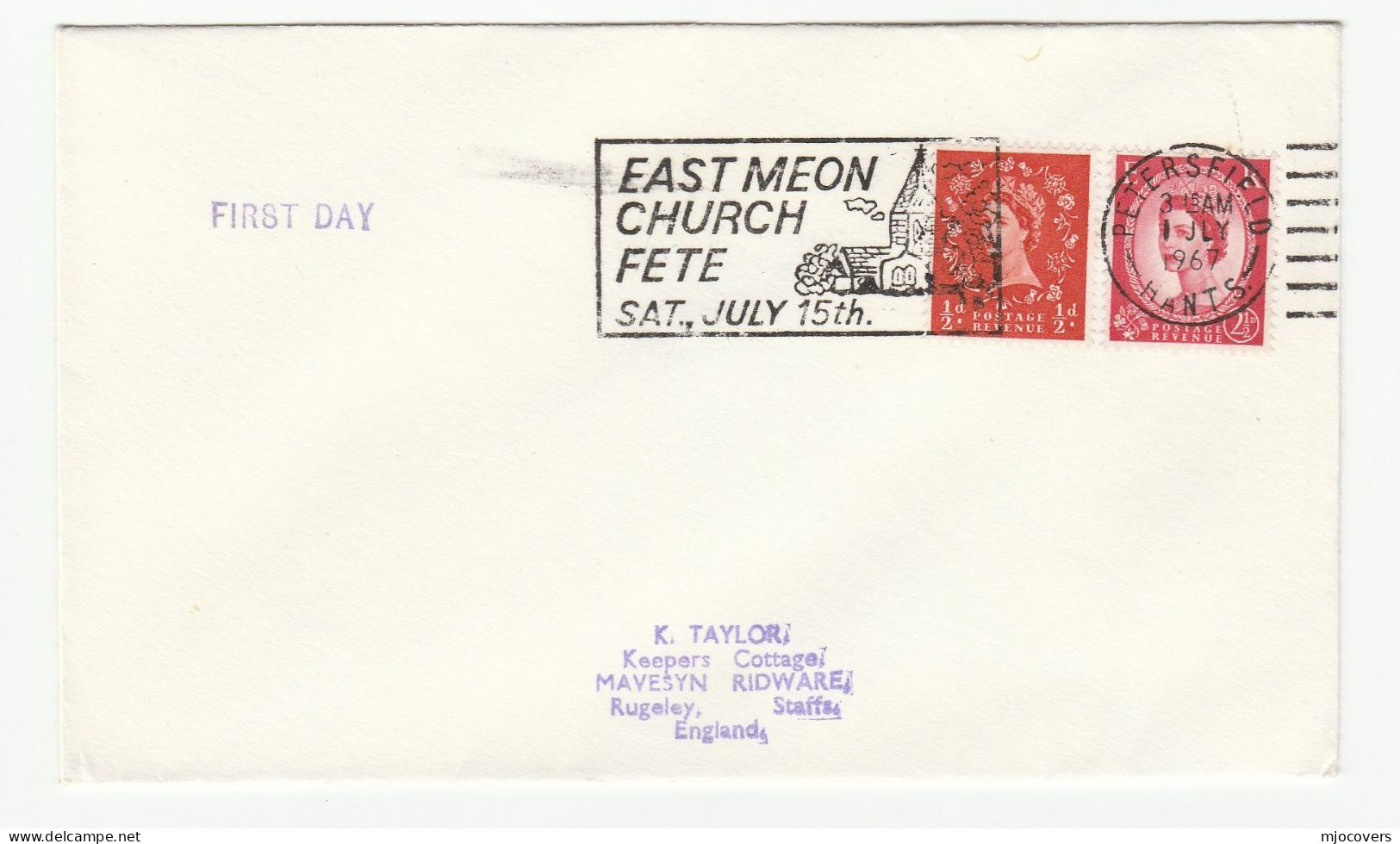 EAST MEON CHURCH FETE Cover 1968 Illus Church SLOGAN Petersfield Gb Stamps Religion - Covers & Documents