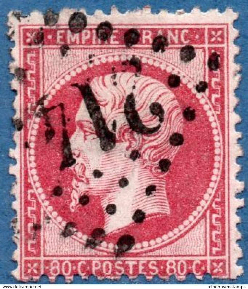 France 1862, 80 C Cancelled 214X - 1862 Napoléon III