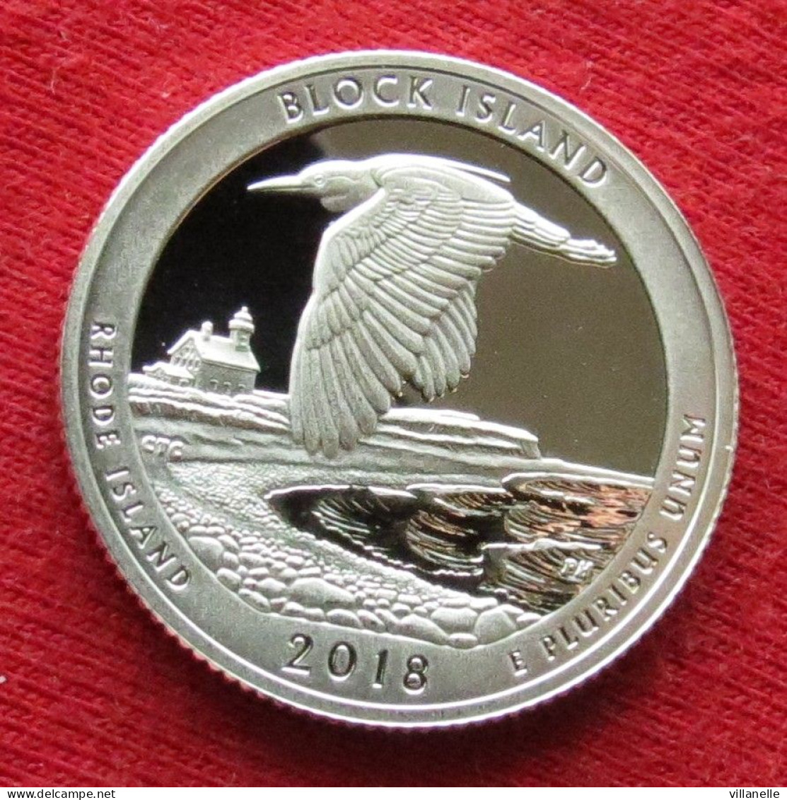 USA 25 Cents  $1/4 2018 Quarter National Park Bird Block Island SILVER PROOF UNC ºº - Otros & Sin Clasificación