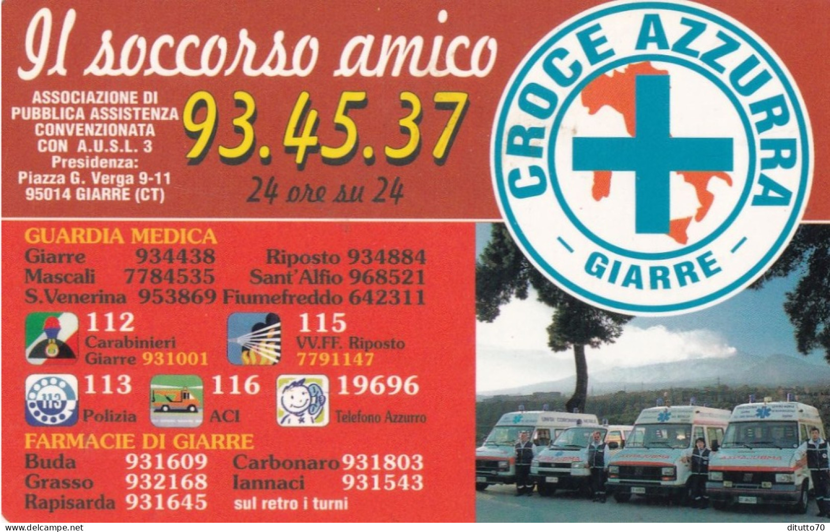 Calendarietto - Croce Azzurra - Giarre - Anno 1997 - Small : 1991-00