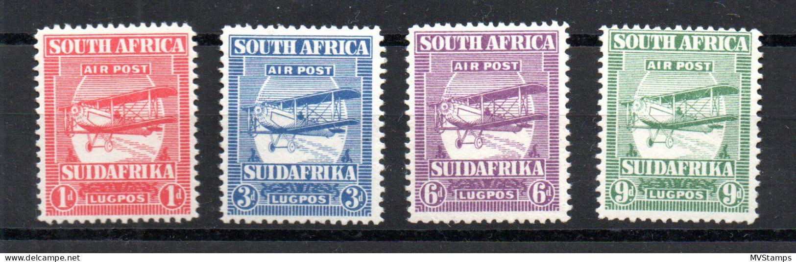 South Africa 1925 Set Airmail Stamps (Michel 17/20) MLH - Luchtpost