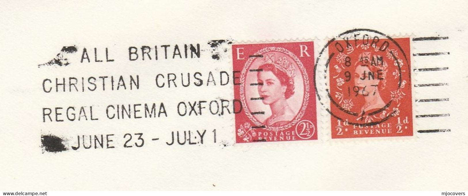 REGAL CINEMA Oxford CHRISTIAN CRUSADE  Cover 1967 SLOGAN  Gb Stamps Religion Movie - Covers & Documents