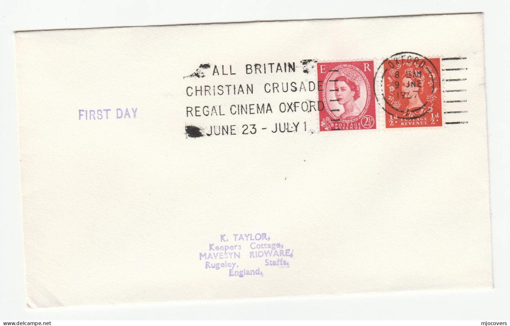 REGAL CINEMA Oxford CHRISTIAN CRUSADE  Cover 1967 SLOGAN  Gb Stamps Religion Movie - Covers & Documents