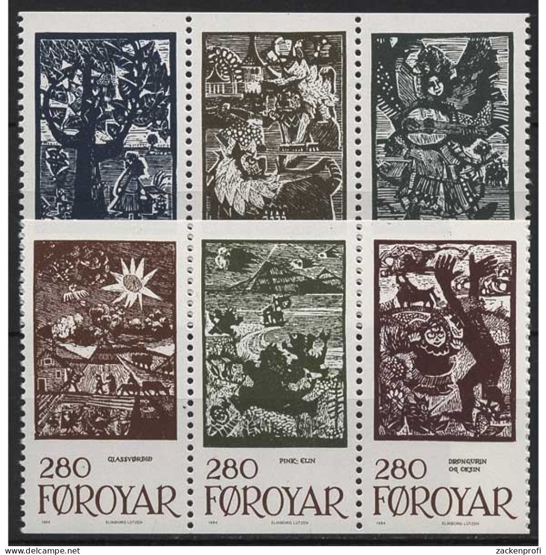 Färöer 1984 Märchenillustrationen Zusammendrucke 106/11 ZD Postfrisch - Islas Faeroes