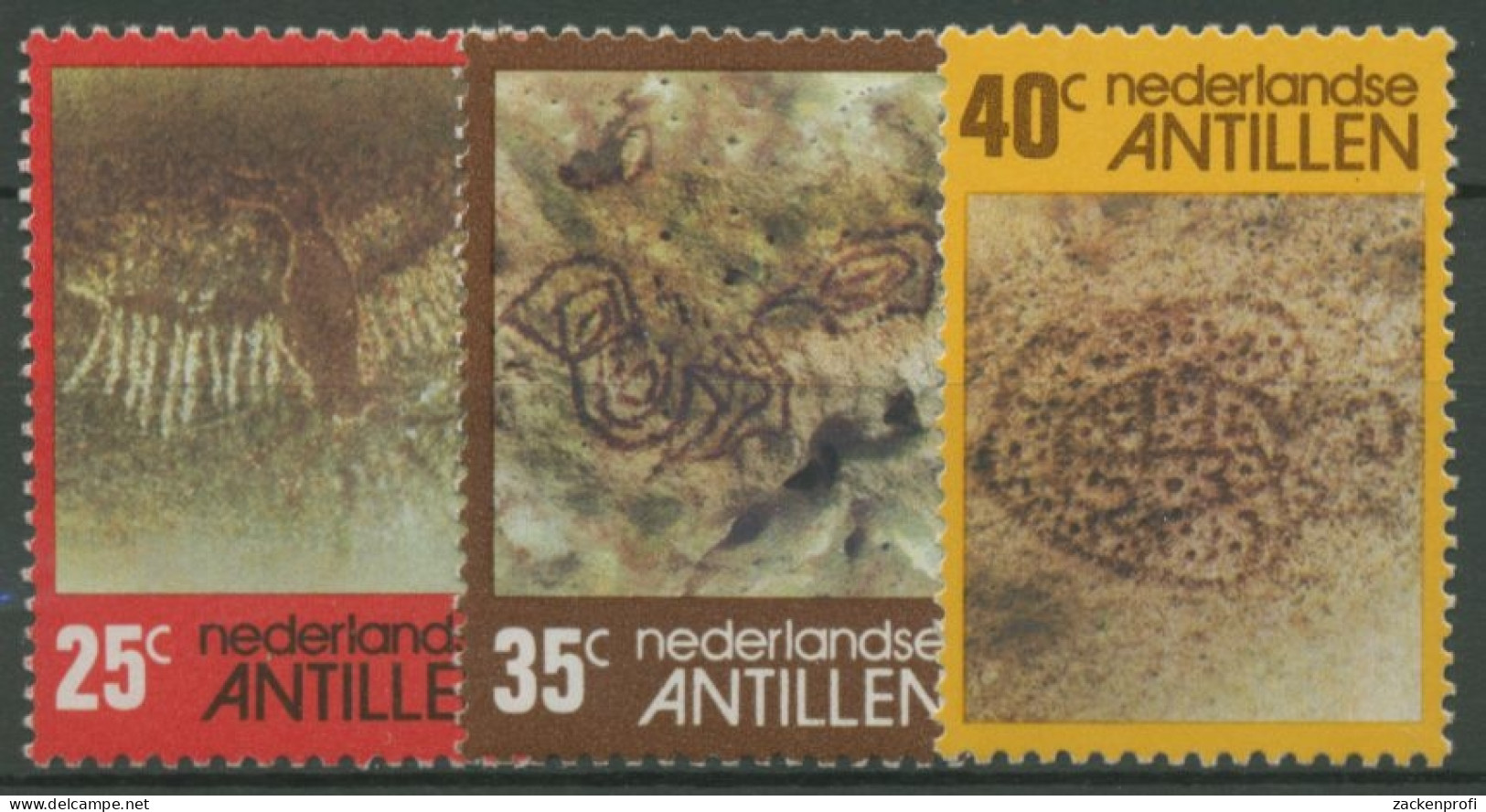 Niederländische Antillen 1977 Indianische Felsgravuren 326/28 Postfrisch - Curacao, Netherlands Antilles, Aruba