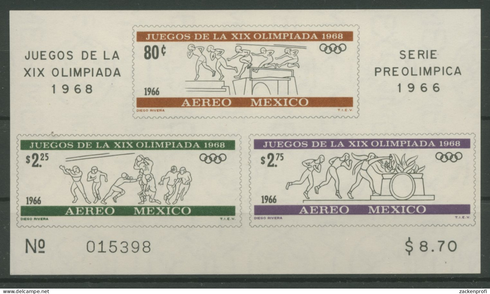 Mexiko 1966 Olympiade Mexiko Block 6 Postfrisch (C22472) - Mexico