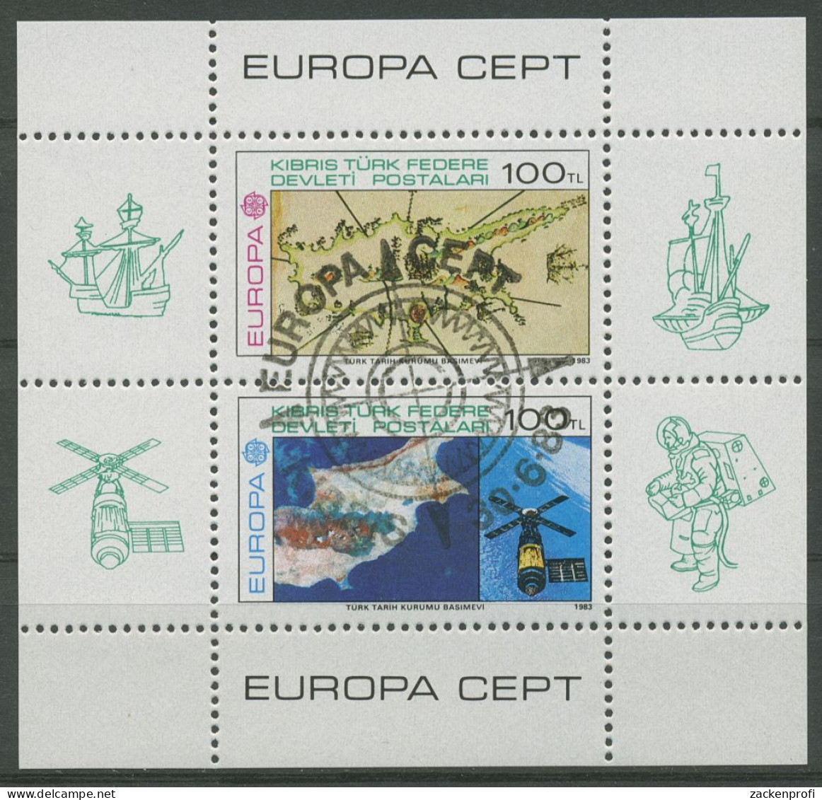 Türkisch-Zypern 1983 Europa: Werke Des Menschlichen Geistes Block 4 Gest (C6662) - Usati