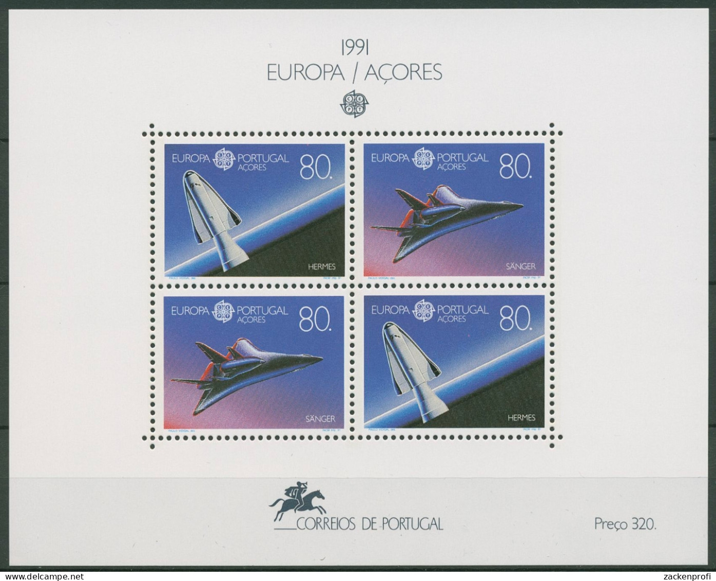 Portugal - Azoren 1991 Europa CEPT Europ. Raumfahrt Block 12 Postfrisch (C90948) - Azores
