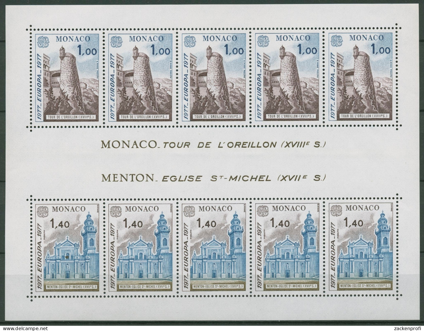 Monaco 1977 Europa CEPT Landschaften Block 11 Postfrisch (C91414) - Blocks & Sheetlets