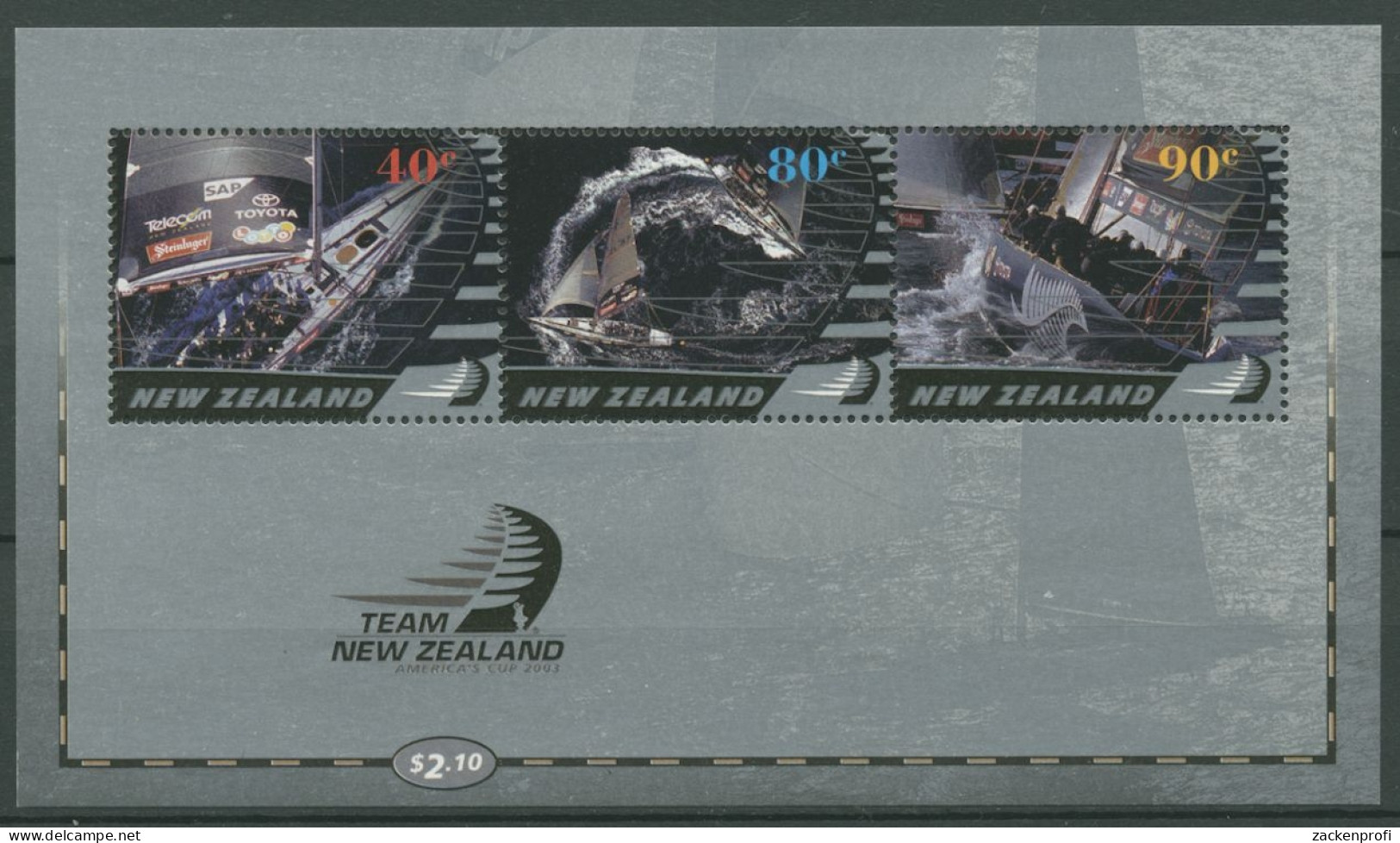 Neuseeland 2003 Amerca's Cup Segelregatta Block 150 Postfrisch (C25693) - Blocks & Sheetlets