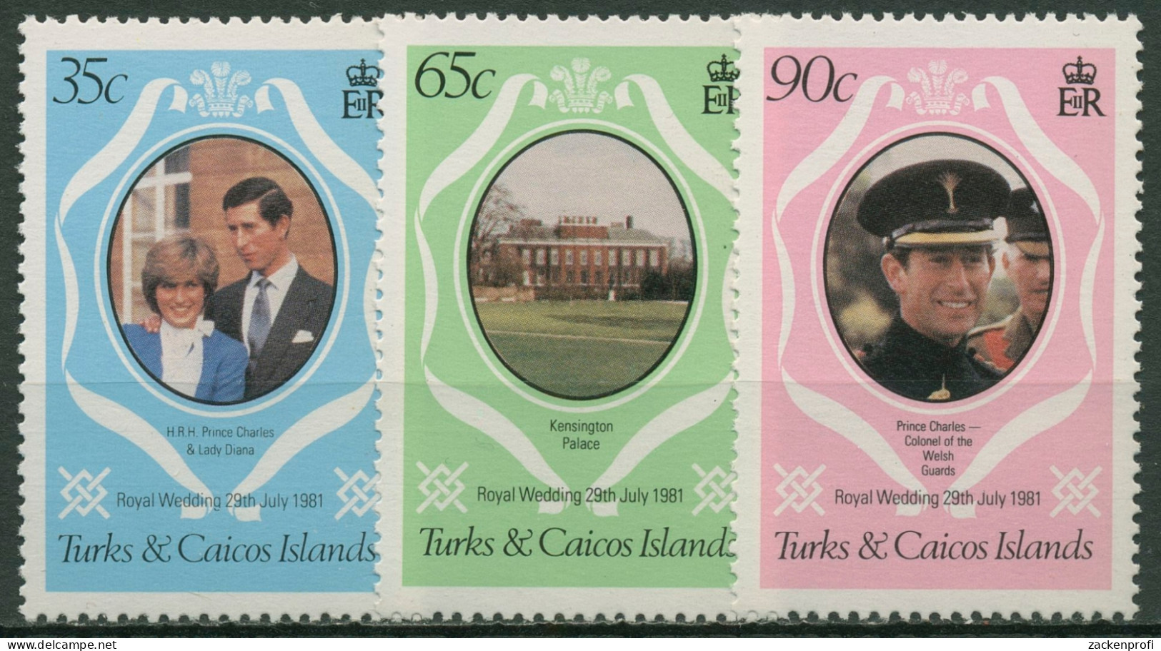 Turks- Und Caicos-Inseln 1981 Prinz Charles Und Lady Diana 542/44 A Postfrisch - Turks And Caicos