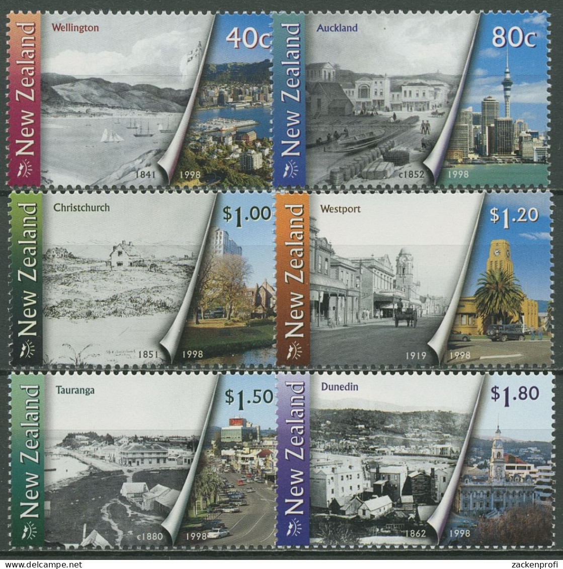 Neuseeland 1998 Städtebauliche Entwicklung Stadtansichten 1729/34 Postfrisch - Unused Stamps