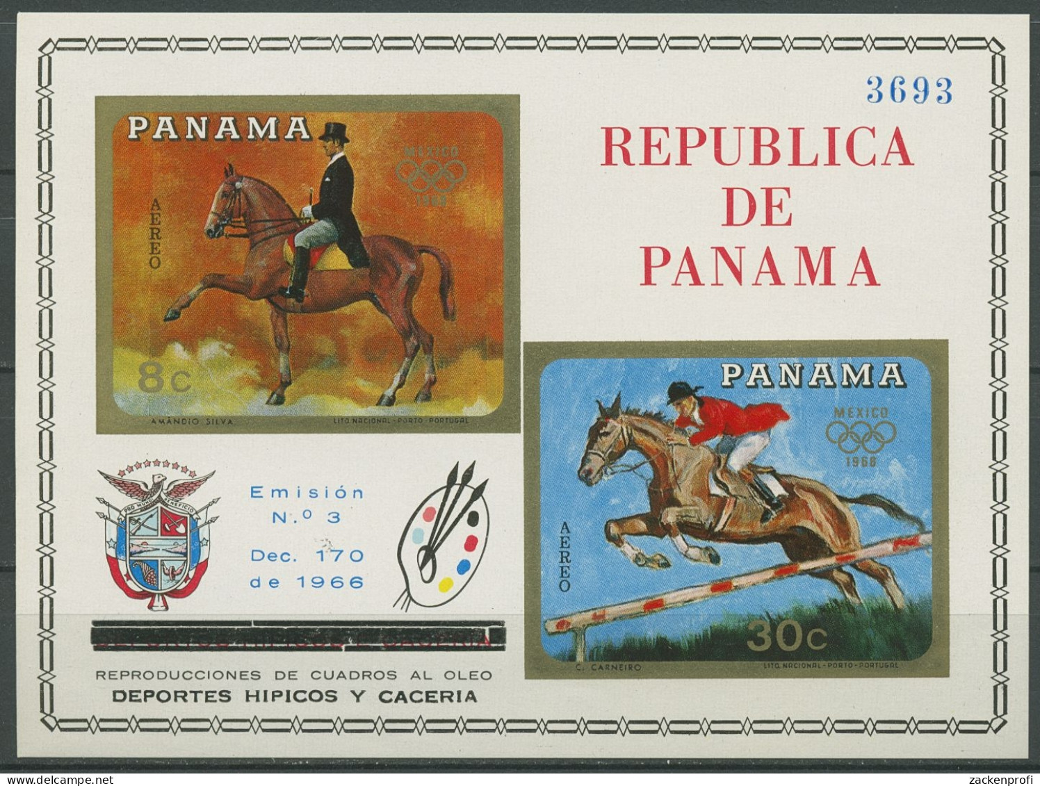 Panama 1968 Olympiade, Reitsport Block 101 Postfrisch (C19133) - Panamá