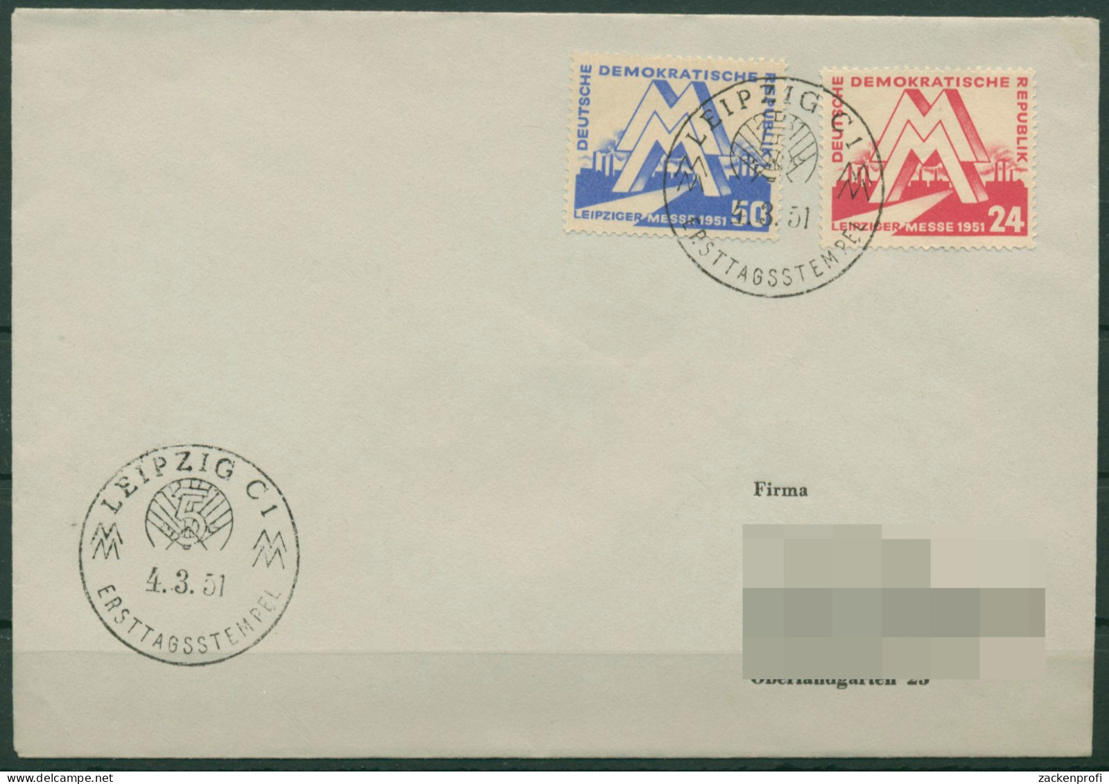 DDR 1951 Leipziger Frühjahrsmesse Ersttagsbrief 282/83 FDC (X18261) - Sonstige & Ohne Zuordnung