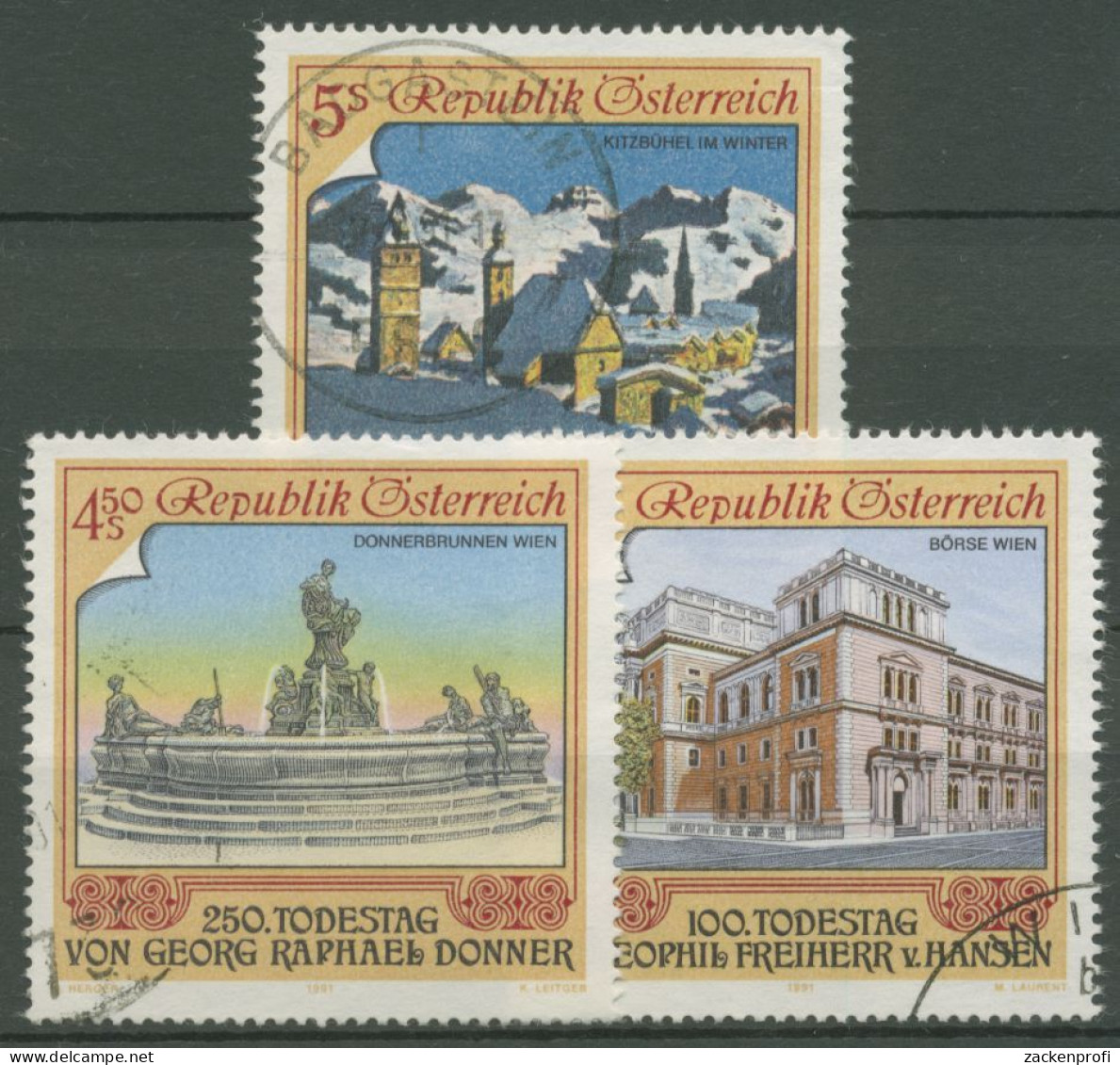 Österreich 1991 Bildende Kunst Brunnen Börse Wien Kitzbühel 2017/19 Gestempelt - Used Stamps