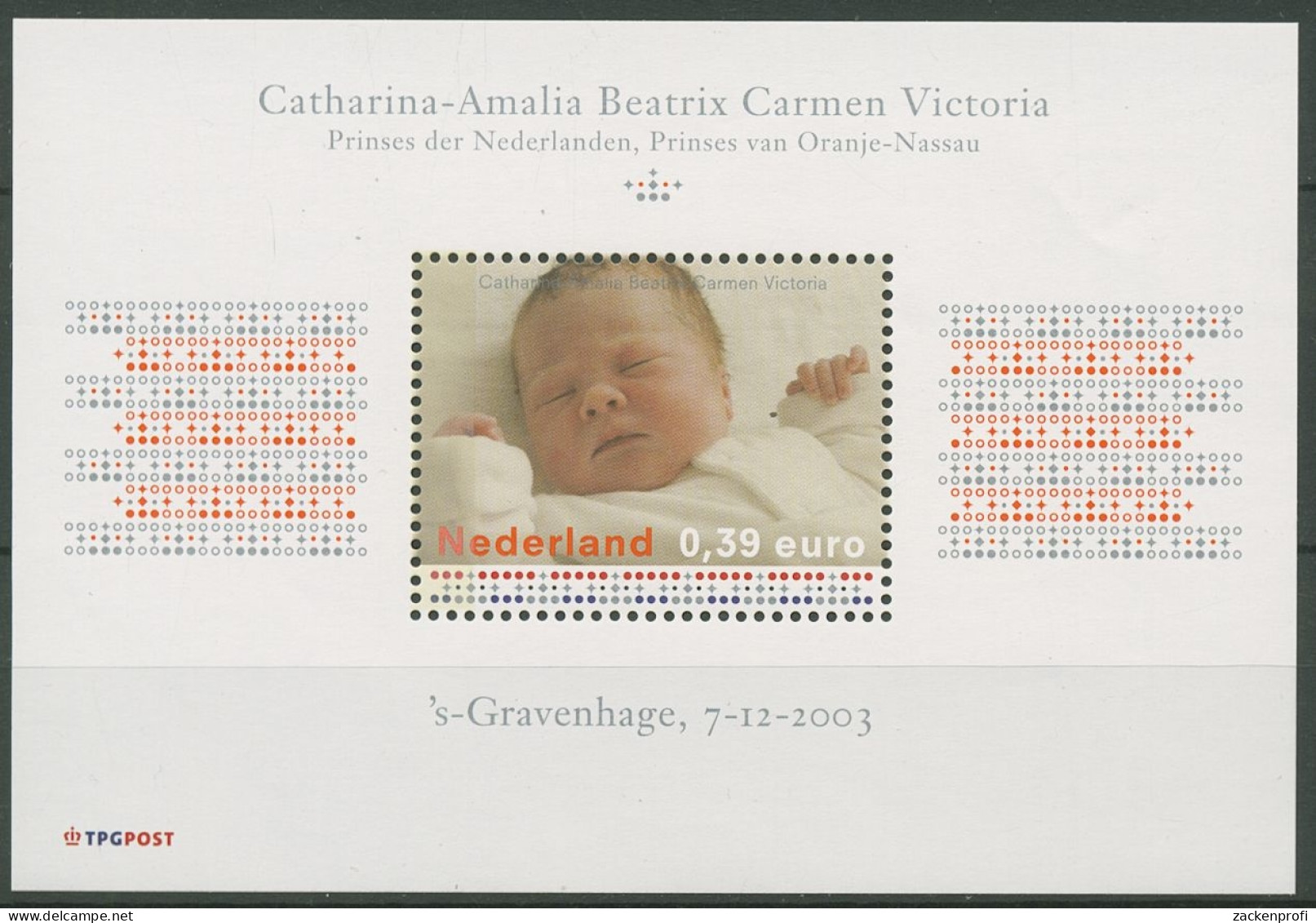 Niederlande 2003 Prinzessin Catharina-Amalia Block 80 Postfrisch (C95797) - Blocks & Sheetlets