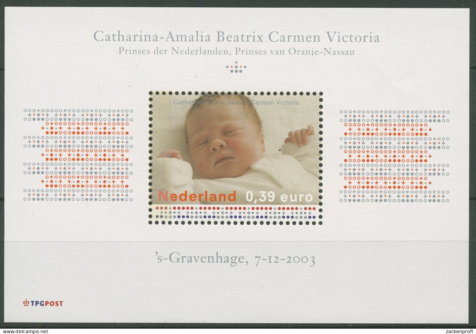Niederlande 2003 Prinzessin Catharina-Amalia Block 80 Postfrisch (C95797) - Blokken