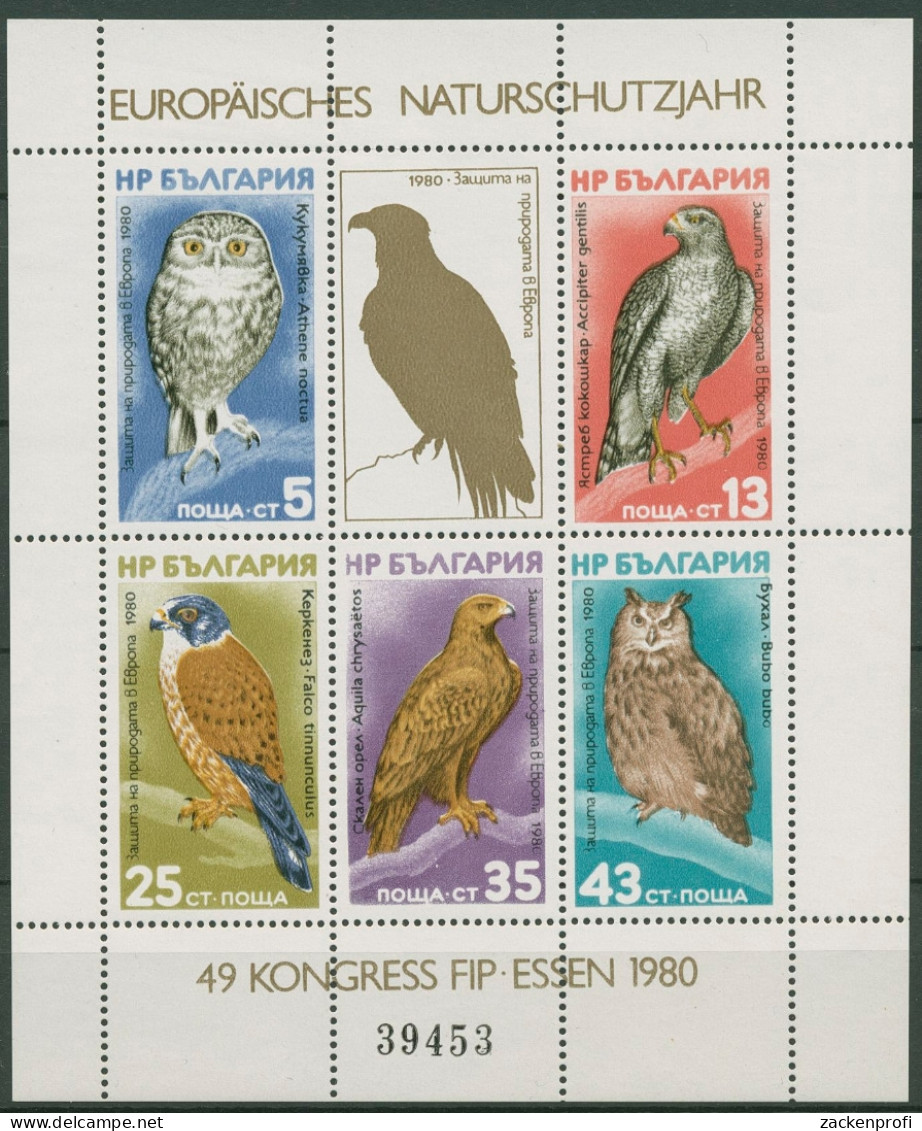 Bulgarien 1980 FIP- Essen Naturschutz Greifvögel Block 105 Postfrisch (C94905) - Blocchi & Foglietti