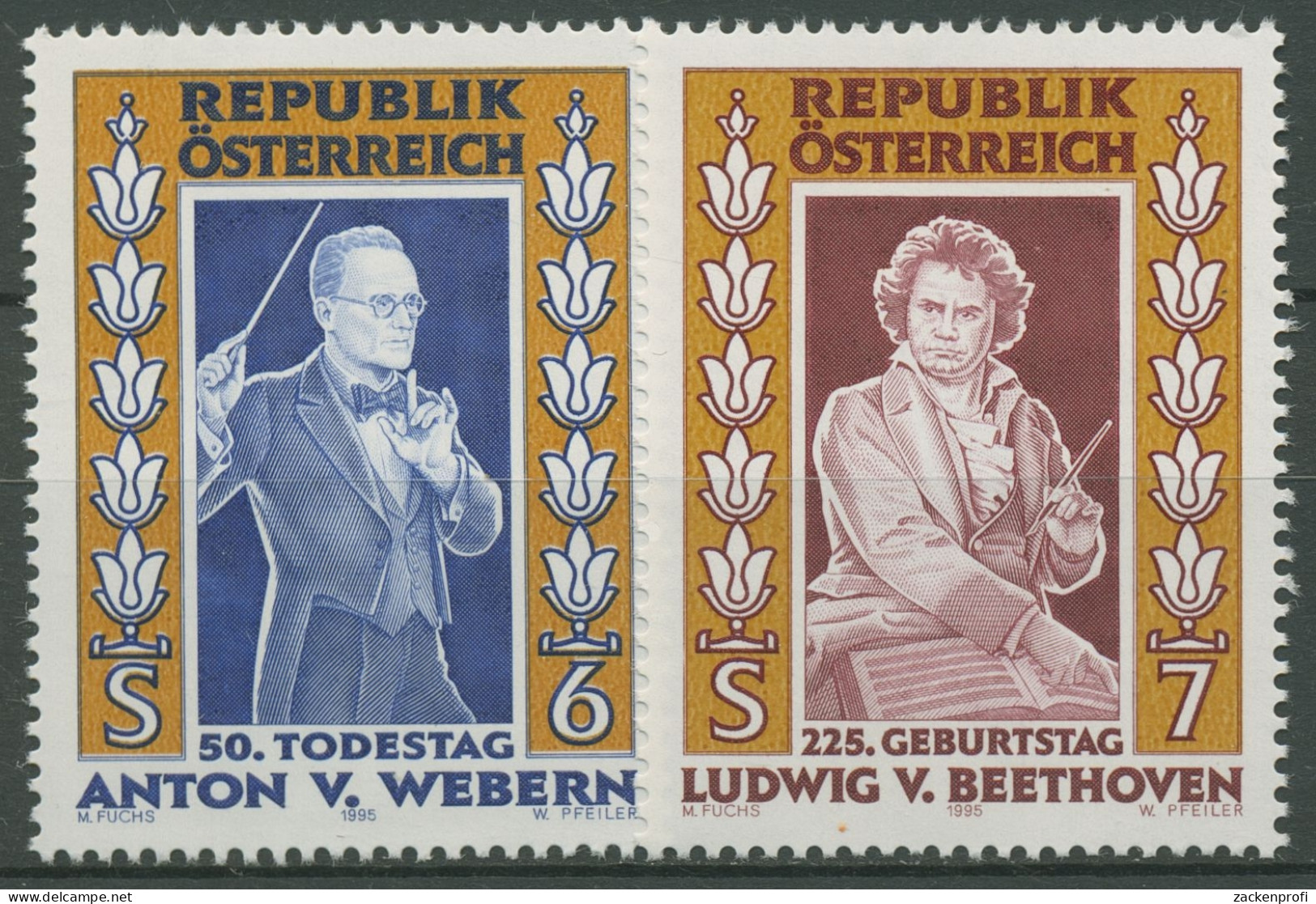 Österreich 1995 Komponisten Anton Webern Ludwig Van Beethoven 2174/75 Postfrisch - Nuevos