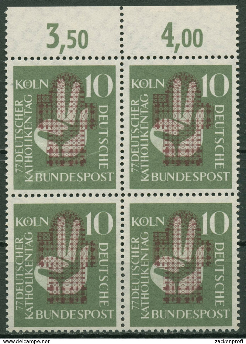 Bund 1956 Dt. Katholikentag 239 4er-Block Mit Oberrand Postfrisch - Neufs