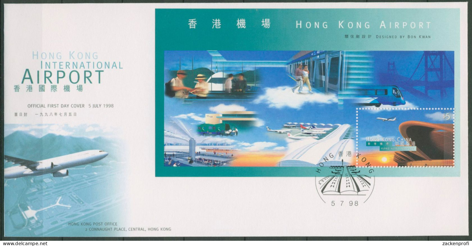 Hongkong 1998 Eröffnung Des Flughafens Chek Lap Kok Block 59 FDC (X99238) - FDC