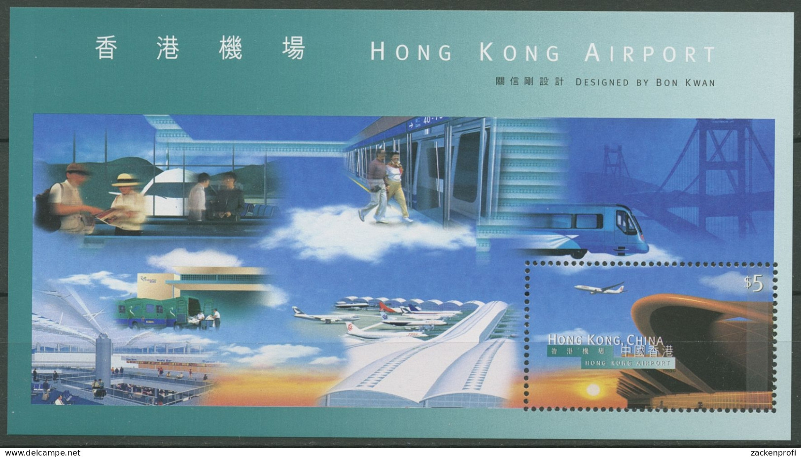 Hongkong 1998 Eröffnung Des Flughafens Chek Lap Kok Block 59 Postfrisch (C29317) - Blocks & Kleinbögen