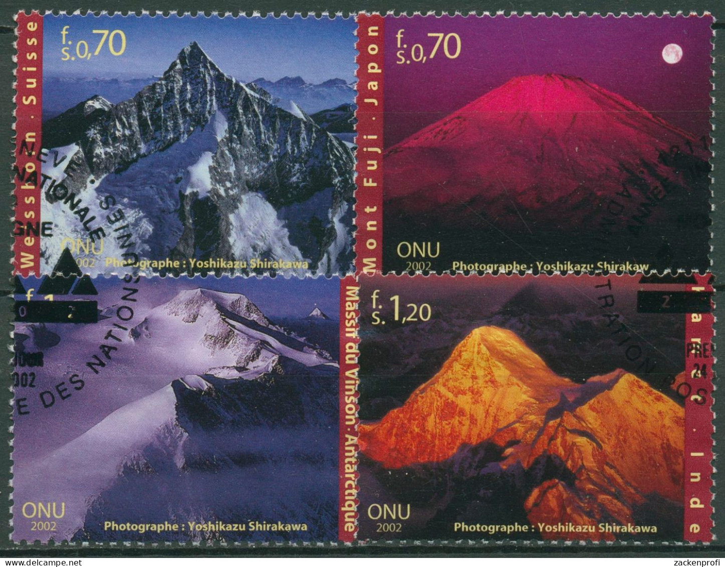 UNO Genf 2002 Jahr Der Berge Bergfotografien 440/43 Gestempelt - Gebruikt