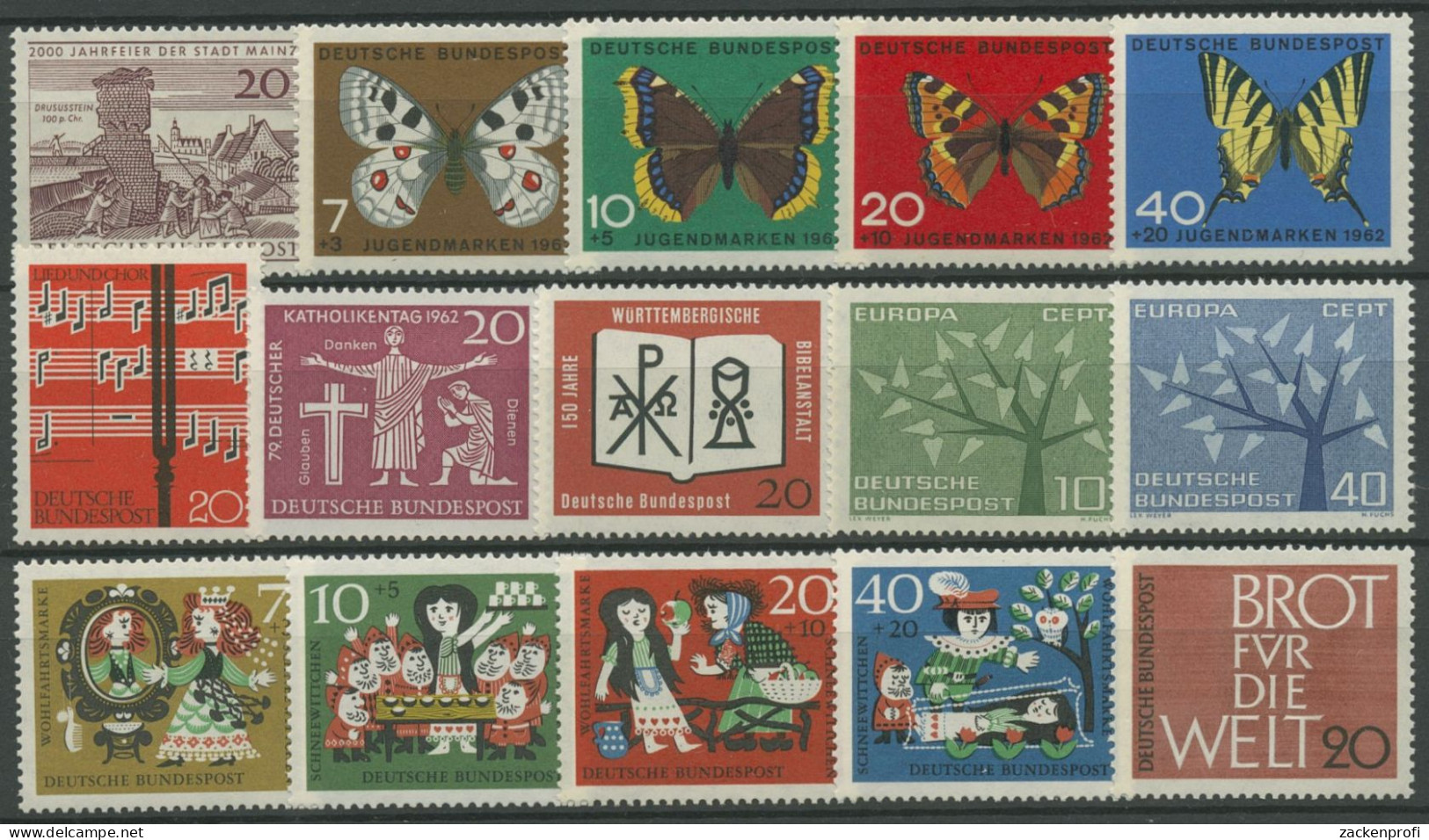 Bund 1962 Jahrgang Komplett (375/89) Postfrisch (SG98466) - Neufs
