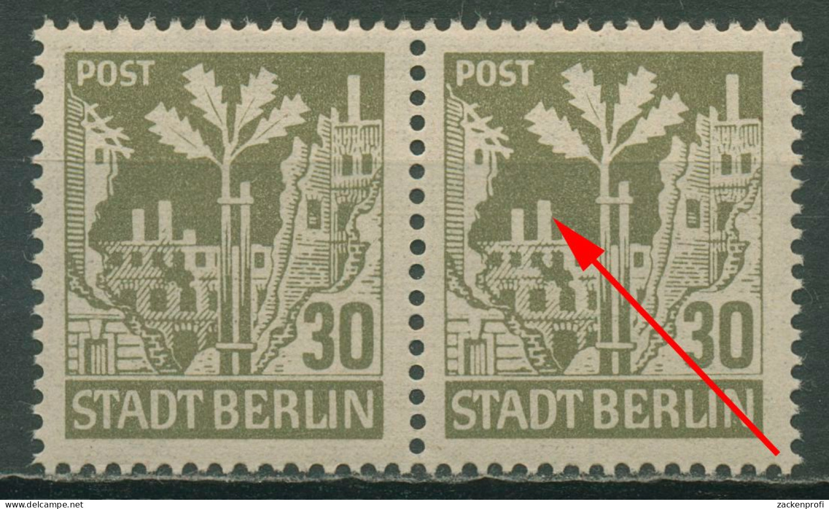 SBZ Berlin & Brandenburg 1945 Freimarke Plattenfehler 7 Aa Wbz F 54 Postfrisch - Berlin & Brandebourg