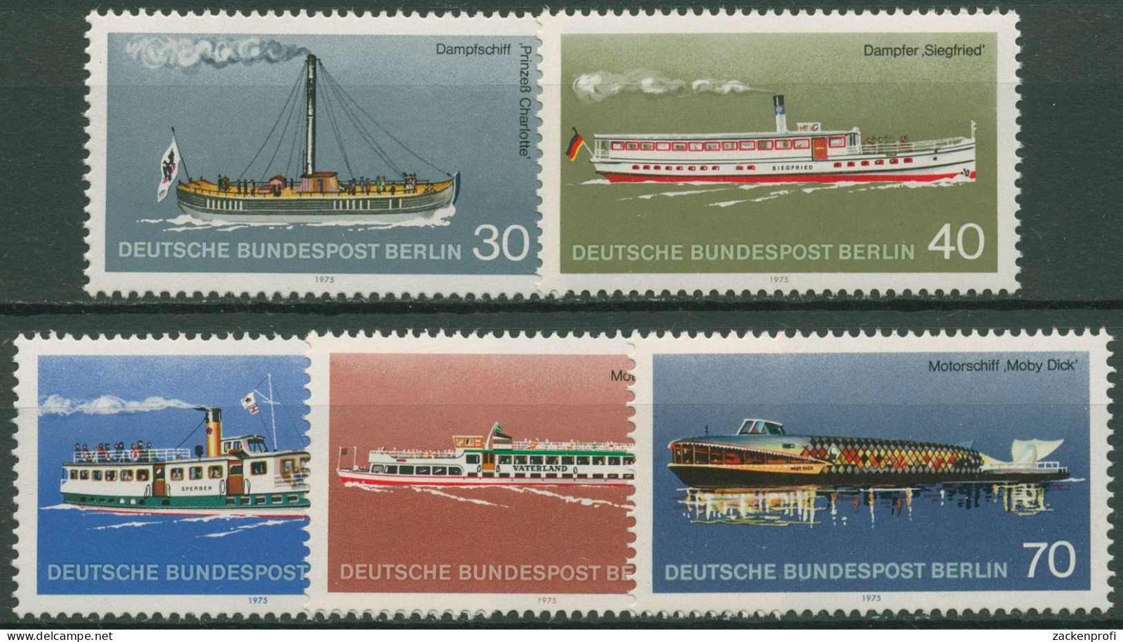 Berlin 1975 Verkehrsmittel Personenschifffahrt Schiffe 483/87 Postfrisch - Unused Stamps