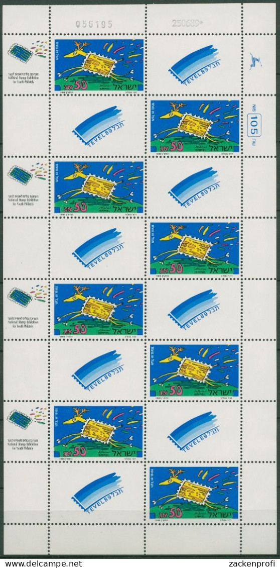 Israel 1989 Briefmarkenausstellung TEVEL Kleinbogen 1140 K Postfrisch (C61247) - Blocs-feuillets