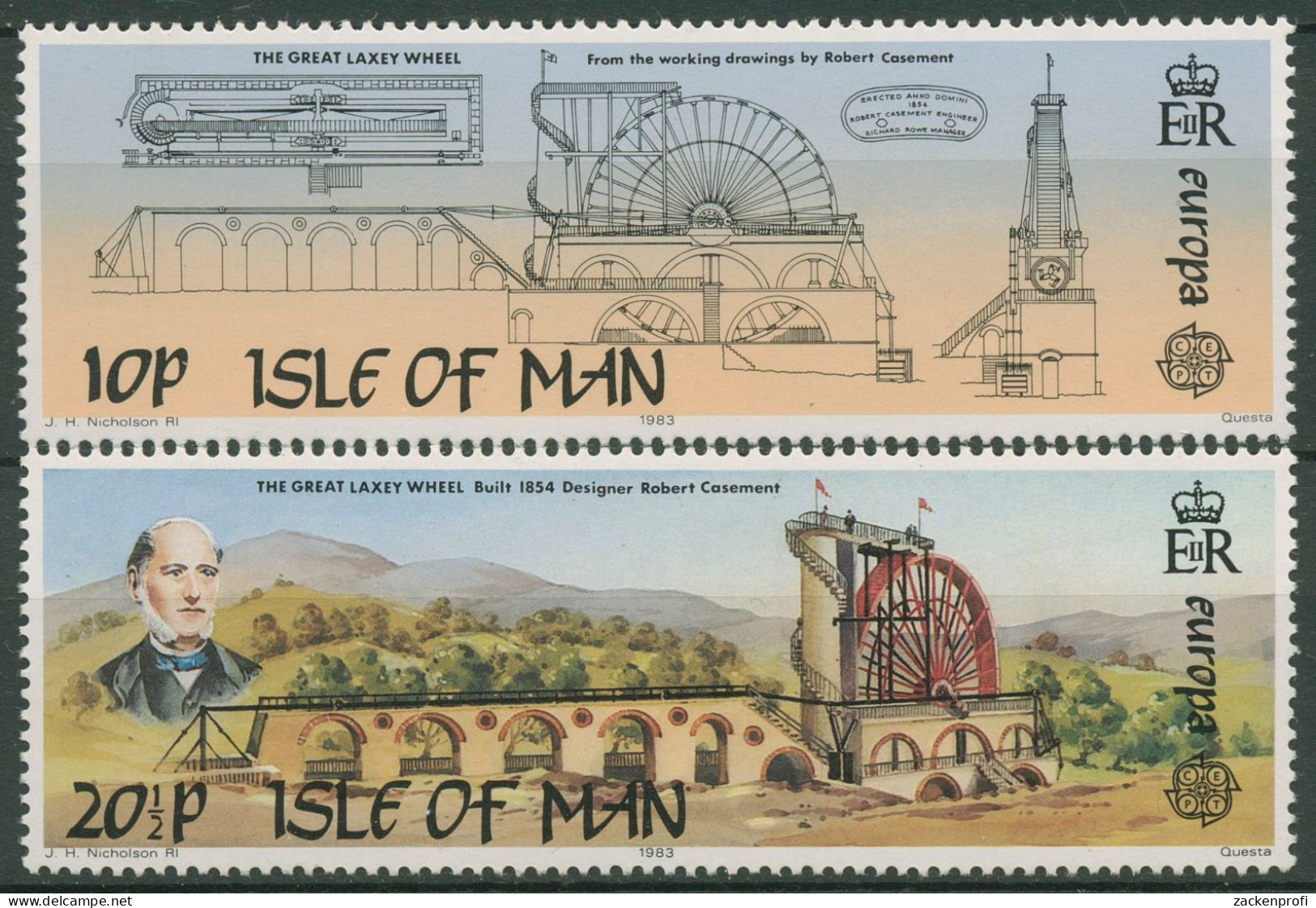 Isle Of Man 1983 Europa CEPT Große Werke Das Wasserrad 240/41 Postfrisch - Isla De Man