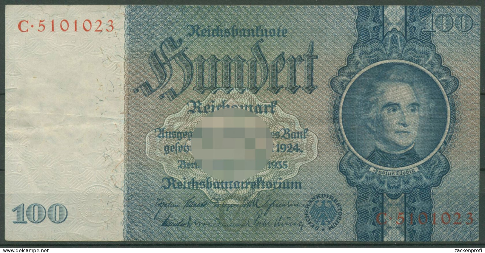 Dt. Reich 100 Reichsmark 1935 Serie C/C, Ro 176 A Gebraucht (K984) - 100 Reichsmark