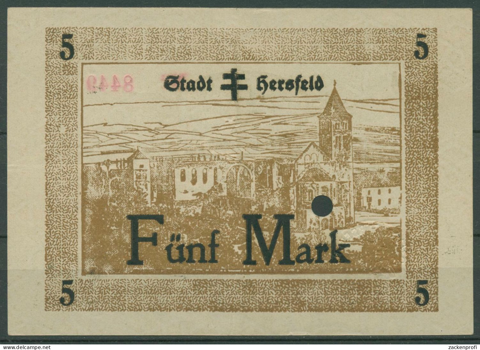 Hersfeld 5 Mark 1918 Mit Prägestempel, Geiger 231.04 A, Entwertet (K811) - Other & Unclassified