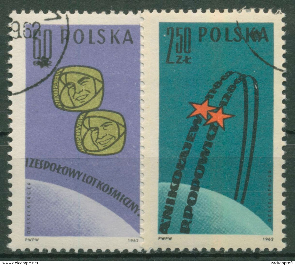 Polen 1962 Raumschiffe Wostok 3 Wostok 4 Gruppenflug 1350/51 Gestempelt - Usados