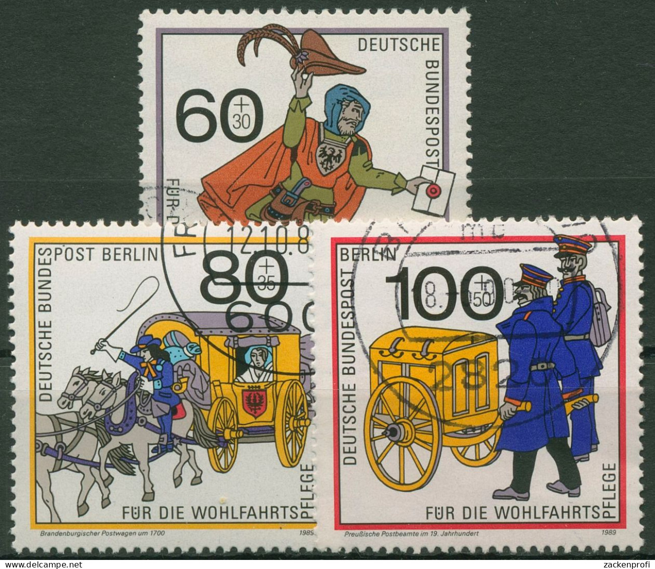 Berlin 1989 Postbeförderung Briefbote Postwagen 852/54 Gestempelt - Oblitérés