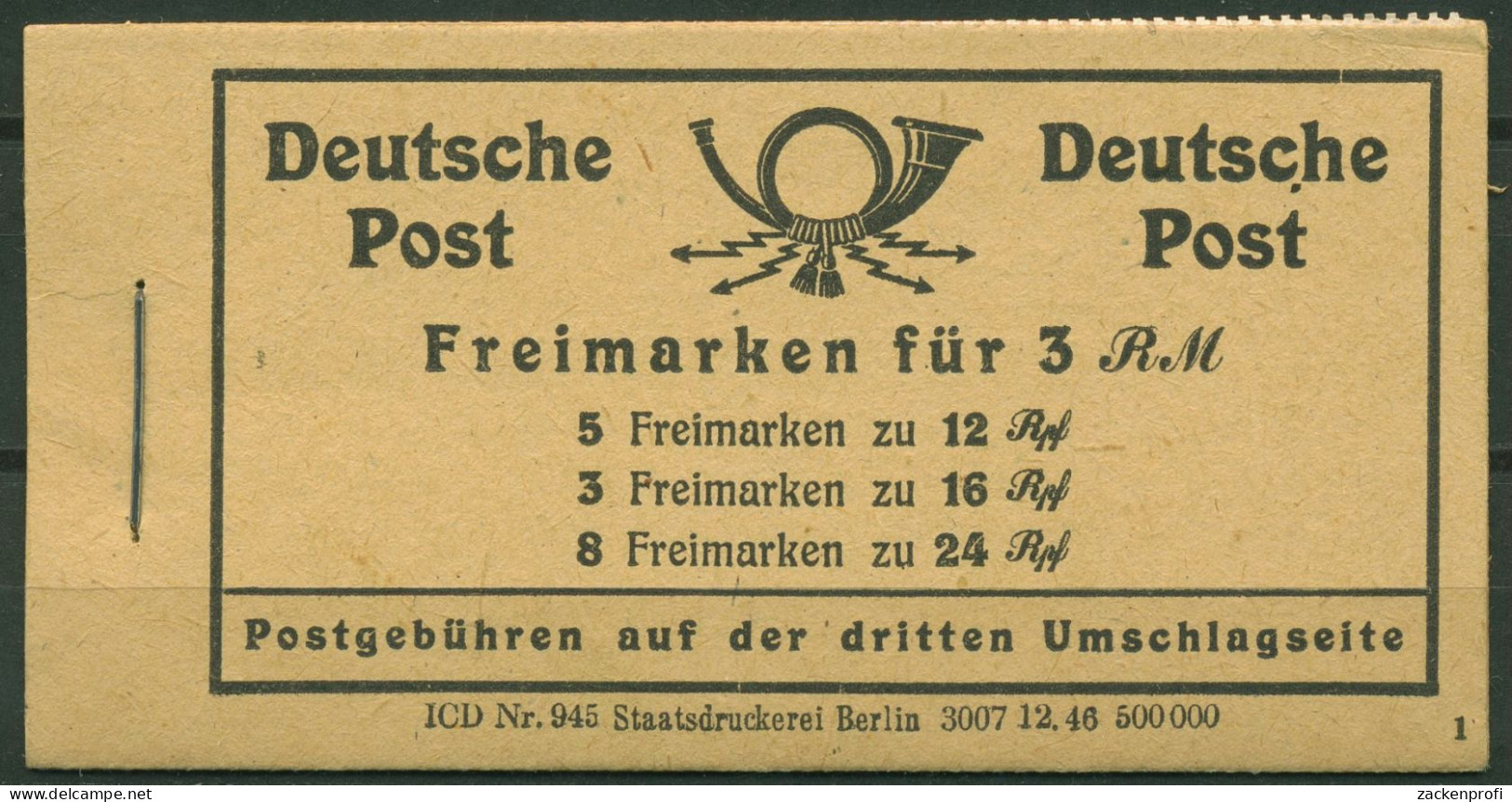 Alliierte Besetzung 1946 Markenheftchen Ziffernserie MH 50 RLV VI Postfrisch - Ungebraucht