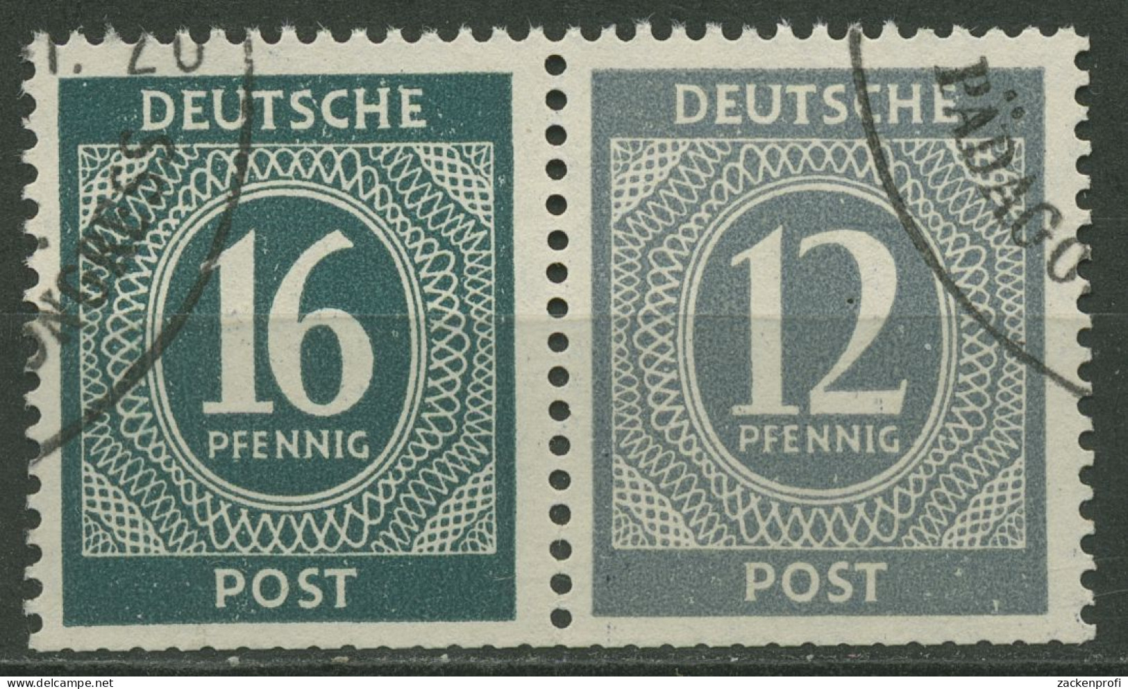 Alliierte Besetzung 1946 Zusammendruck Aus Markenheftchen W 158 Gestempelt - Used