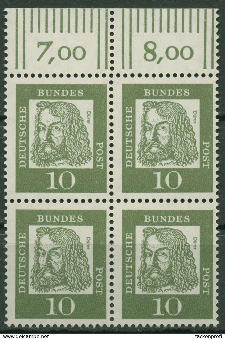 Bund 1961 Bedeutende Deutsche Mit Oberrand 350 Y W OR 4er-Block Postfrisch - Unused Stamps